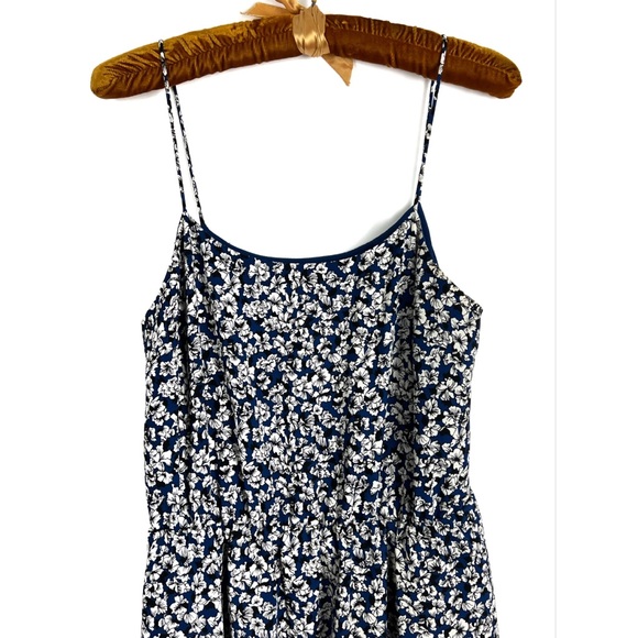J. Crew Blue Floral Print Spaghetti Strap Mini-Length Casual Dress Sz: 4 - Picture 3 of 11